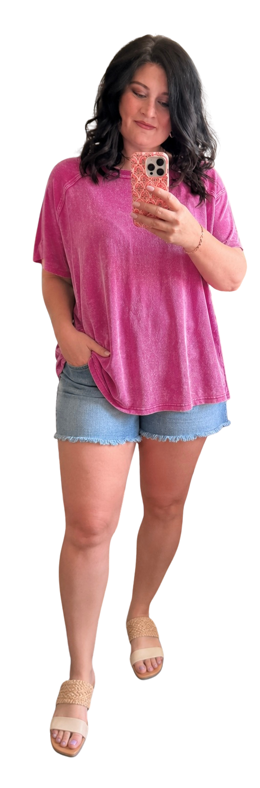 Pink Punch Ribbed Tee