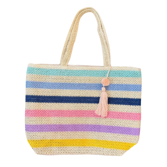Cotton Candy Stripe Woven Tote Bag