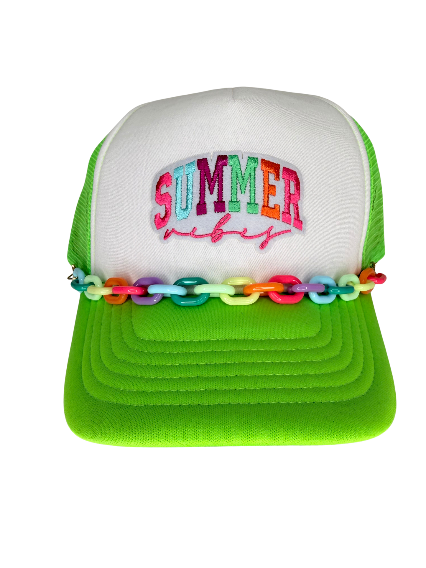 Neon Summer Vibes Chain Trucker Hat