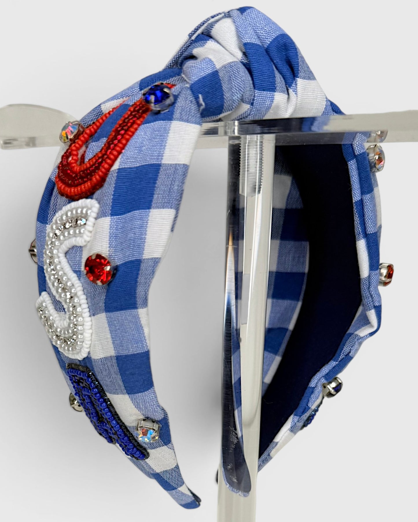 USA Beaded Gingham Headband