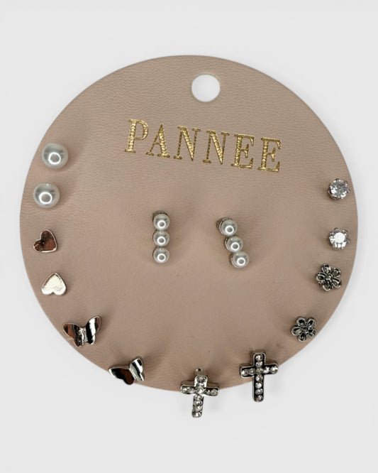 Pearl + Cross Mini Stud Set